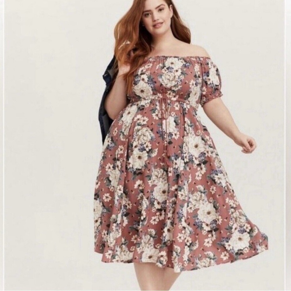 Torrid Floral Midi Challis Dress Size 10 - Picture 4 of 15